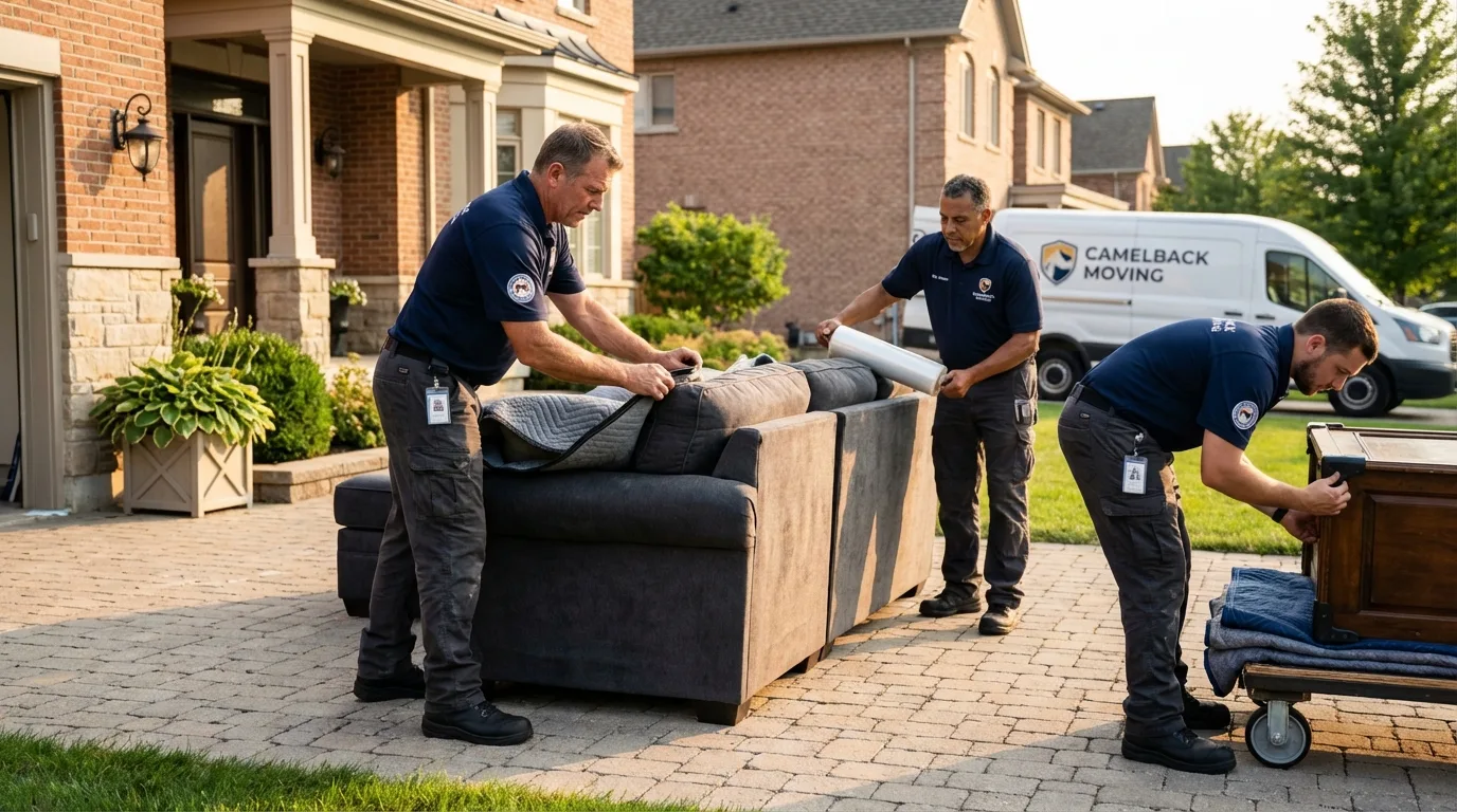 Large estate moving crew wrapping furniture in Wilmerding, PA
