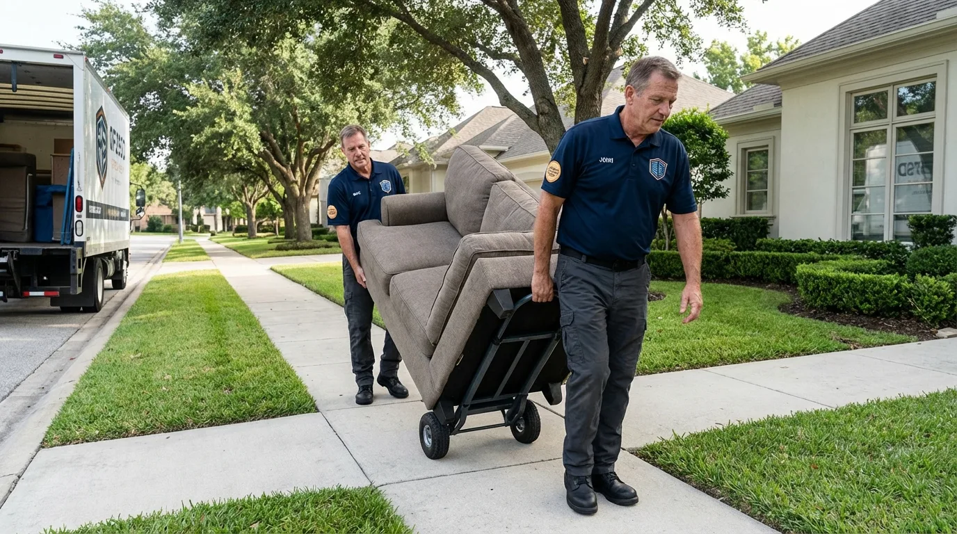 Local residential moving crew loading furniture in Wilmerding, PA